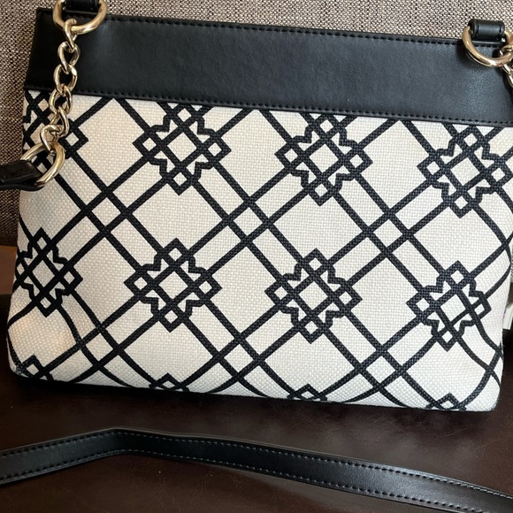 Black and White Crossbody Bag with Green Accents - Picture 3 of 4